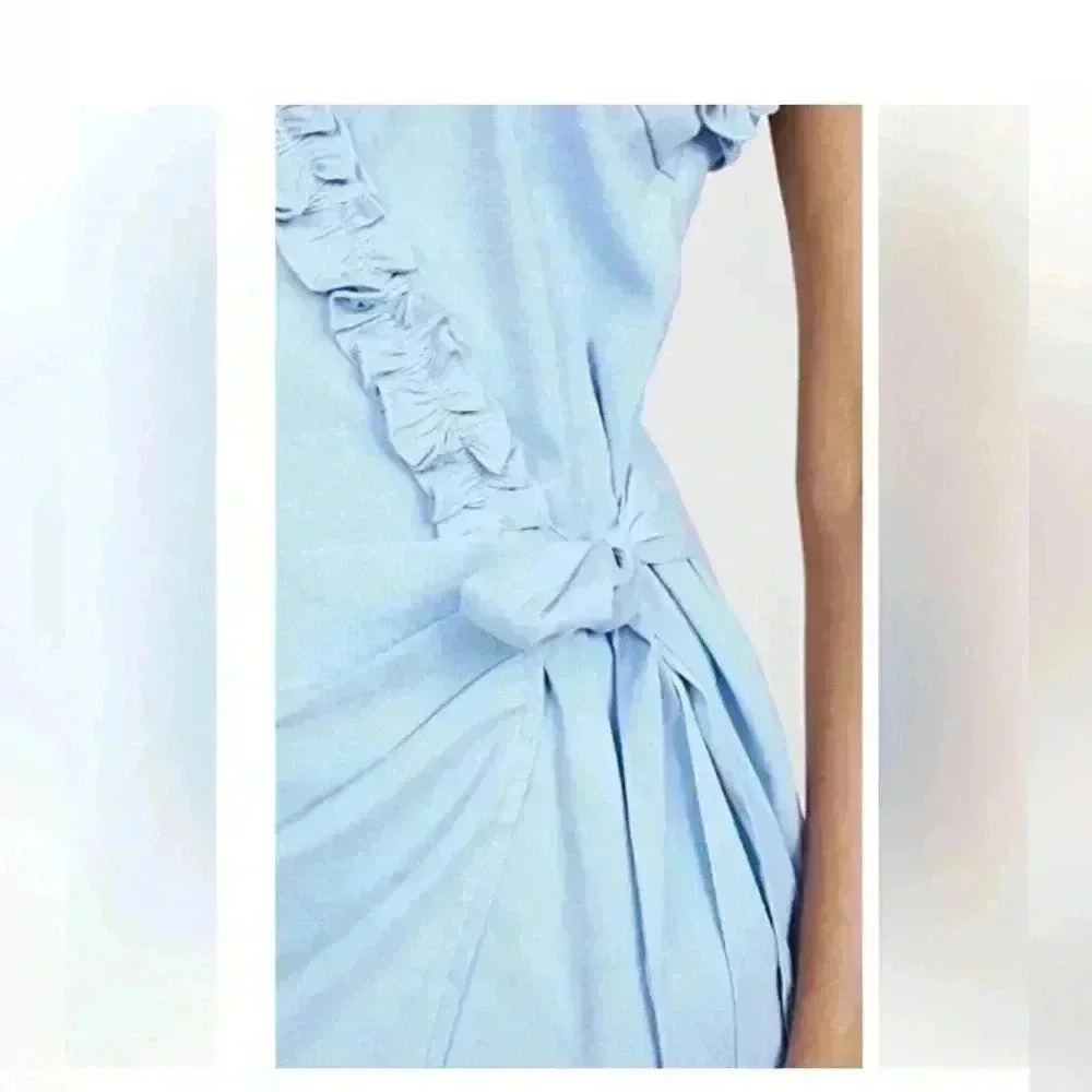 Lost + Wander Bella Ruffle Mini Dress In blue size M adjustable straps w/liner - Picture 4 of 12